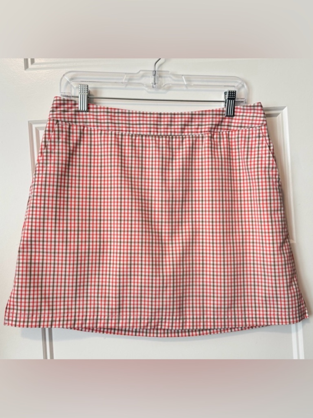 Adidas Golf Gingham Skort Women's Red White Plaid Athletic Tennis Skirt Size 6
